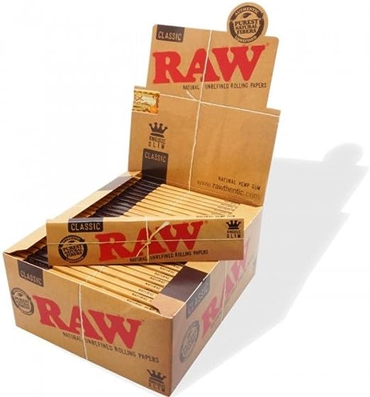 RAW Classic King Size Slim Rolling Papers - (1 Full Box) | (50 Packs)