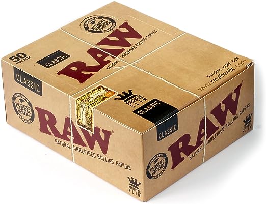 RAW Classic King Size Slim Rolling Papers - (1 Full Box) | (50 Packs)