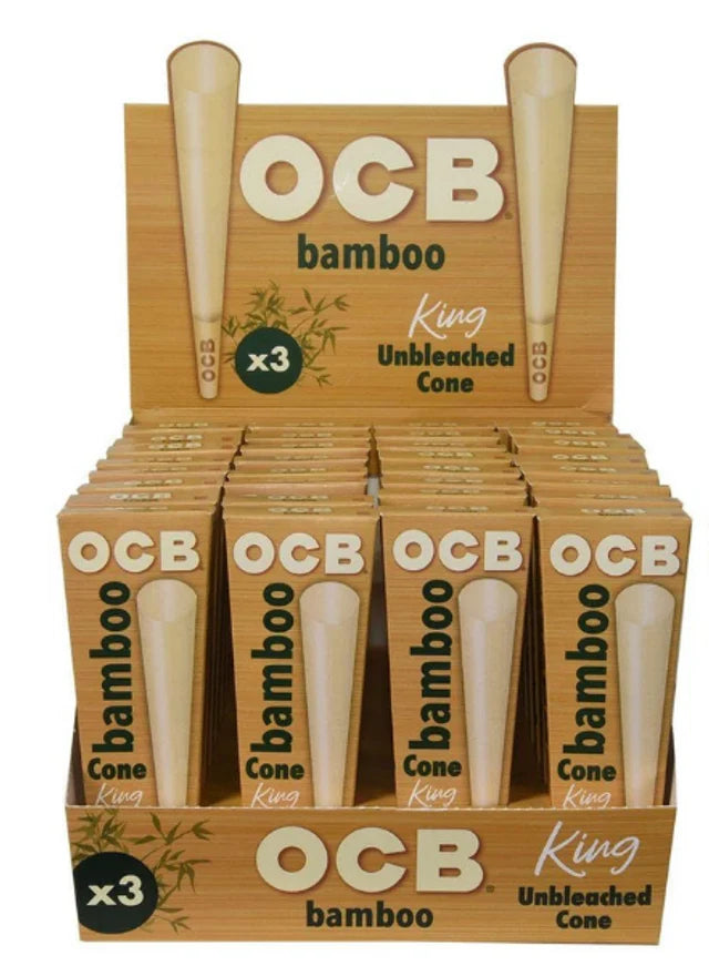 OCB Bamboo Pre-Rolled King Size Cones (3 Pack of 32ct) | 1 Box