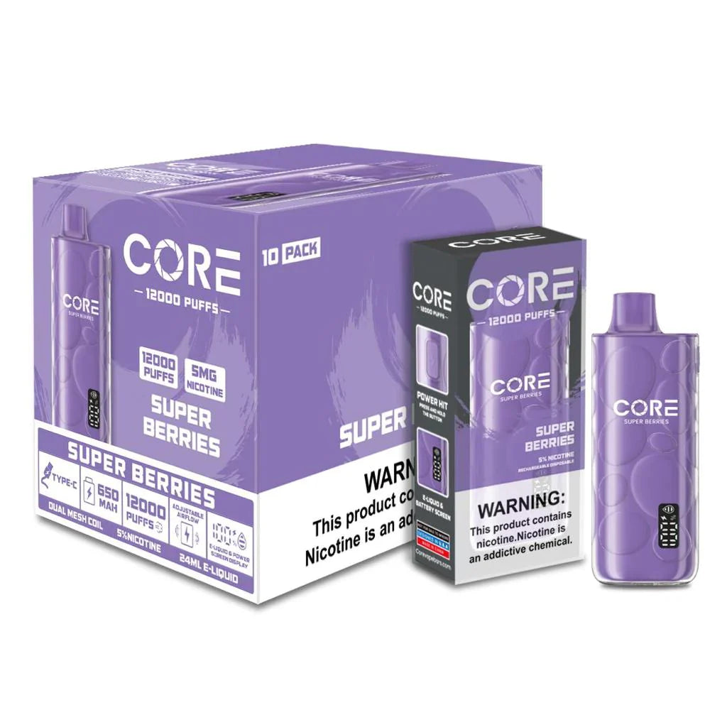 Core 12,000- Disposable Vape with LED Display – 10 Count | 1 Box