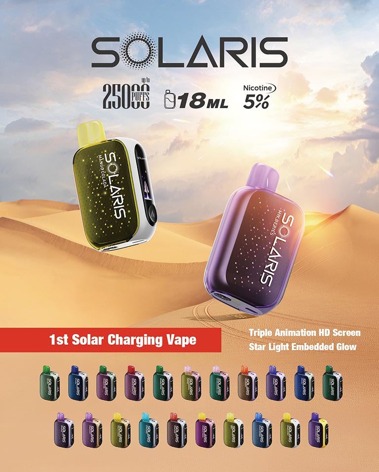 Solaris 25000 Puff 1st Solar Charging Disposible | 5ct | 1 Box